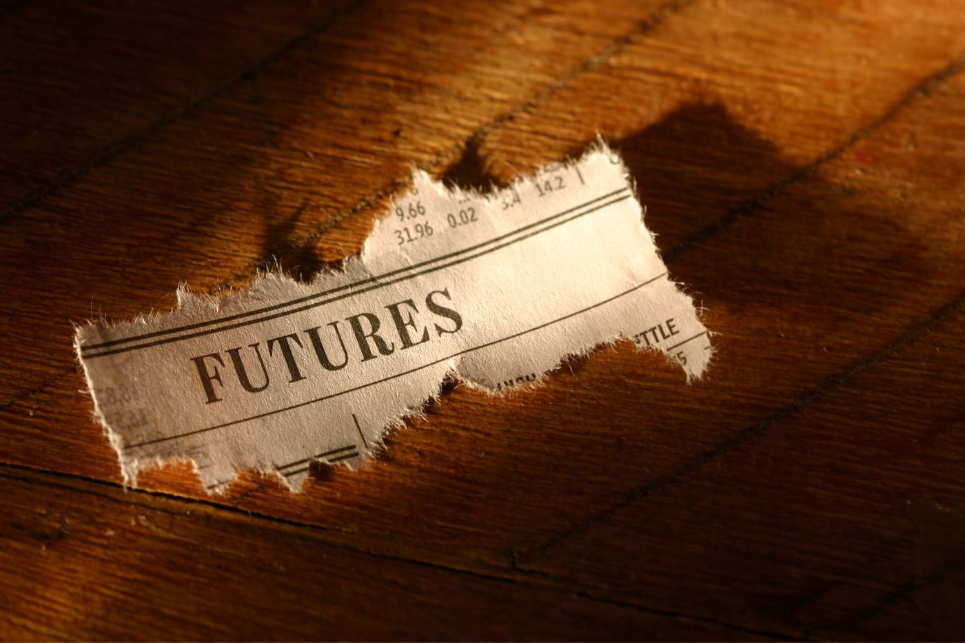 Torn piece of paper on a table that says Futures